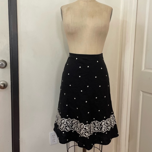 Appraisal Ramie/Rayon Tea Party Embroidered A-Line Black And White Polka Dots - Picture 4 of 6